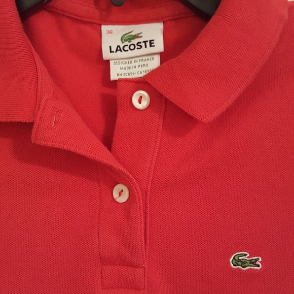 Red Lacoste fitted polo shirt - Picture 2 of 3